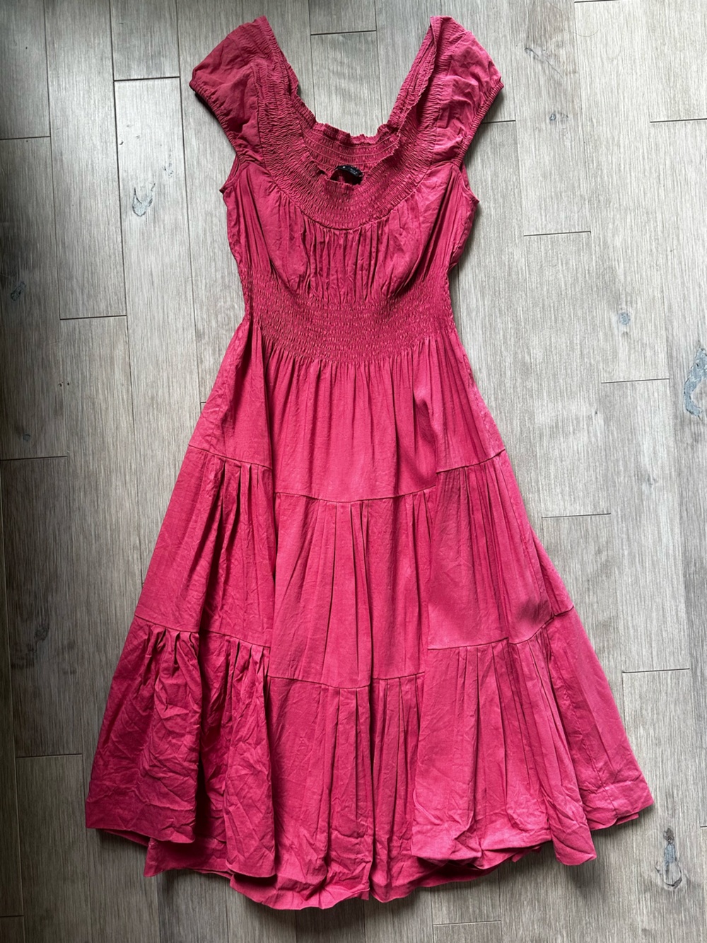 Theory Linen blend Haldena Crunch Tiered Dress in Dusty Rose Size 2‎